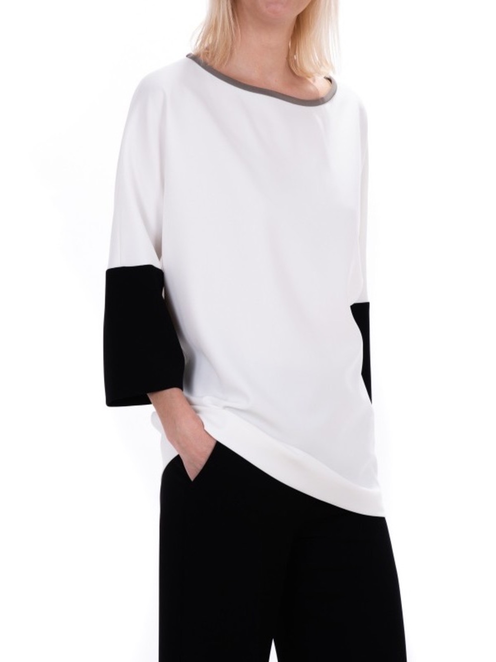 NWT Max Mara Orologi colour block crepe blouse size 8